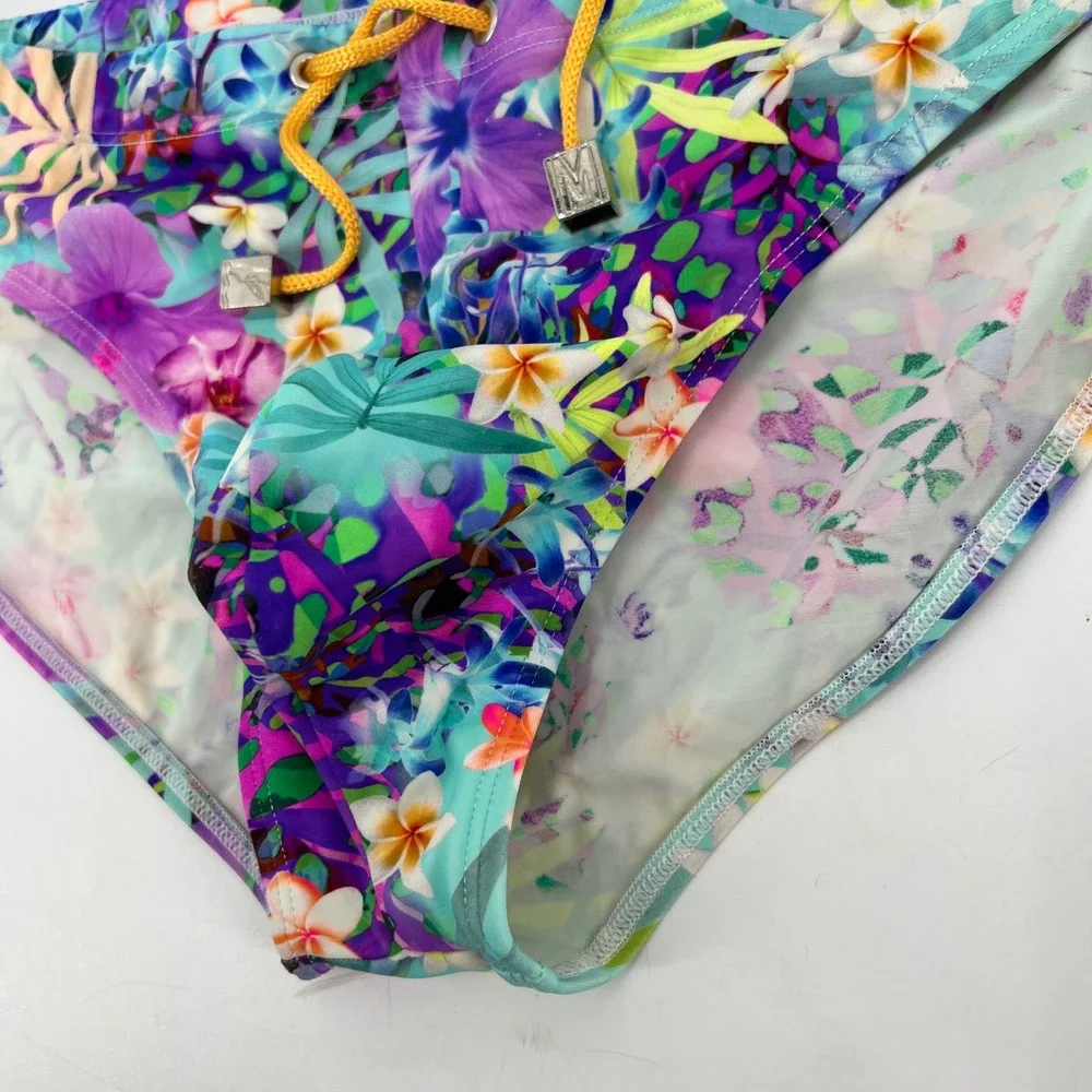 Mercurio Hawaiian Floral Tropical Pouch‎ Enhancing Sexy Bikini Swimsuit Exotic
